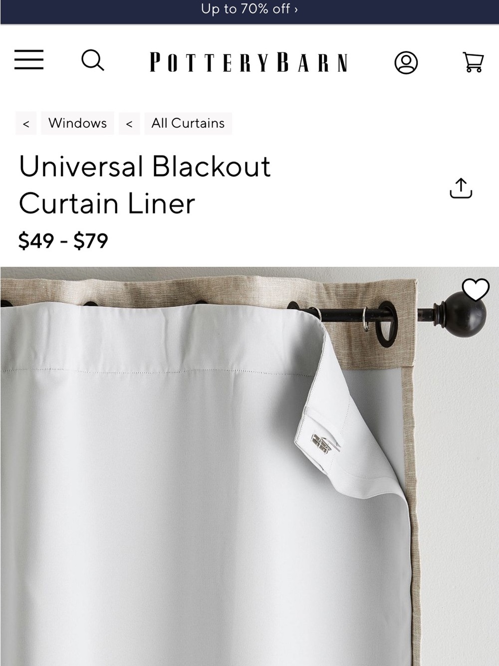 Pottery Barn Blackout Curtain Panels Set of 4 | 46” x 80” | Rod Pocket Drapes